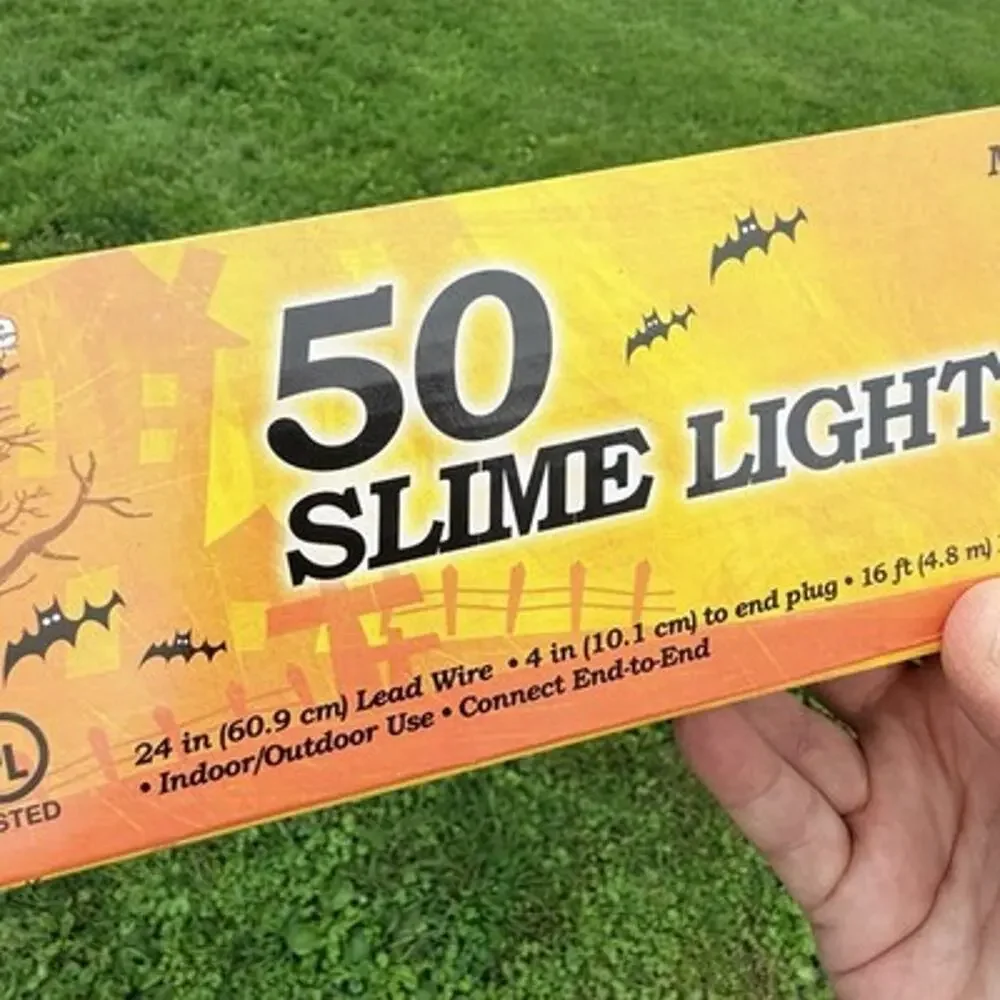 50 Slime String Lights Purple Orange Green Halloween Indoor Outdoor 16' NEW